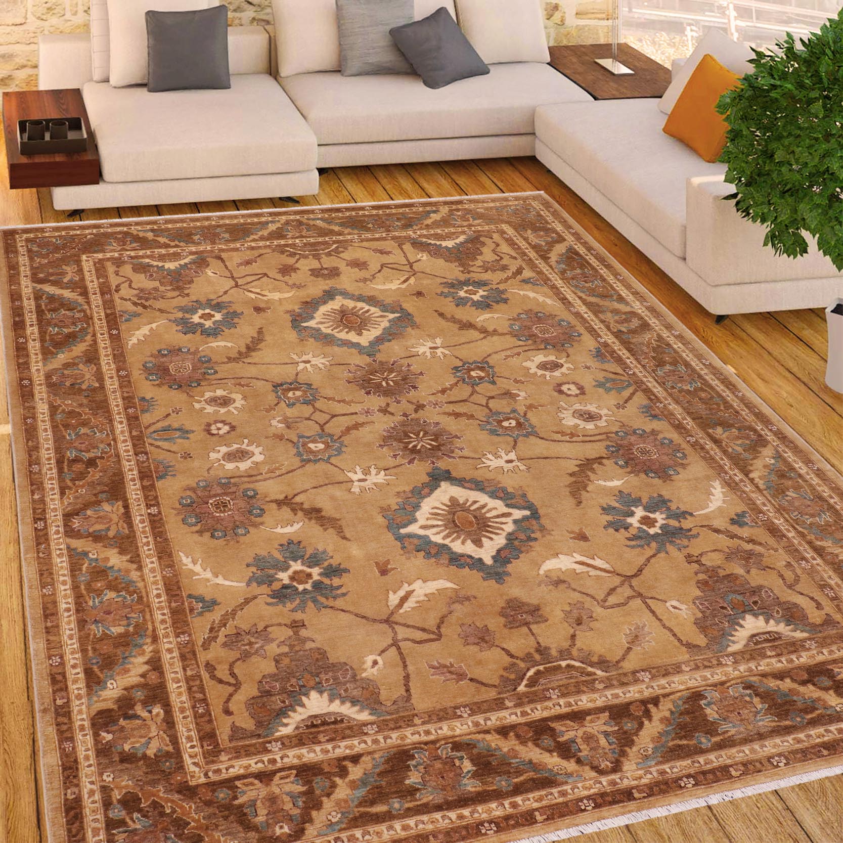 handmade Traditional Kafkaz Gold Gold Hand Knotted RECTANGLE 100% WOOL area rug 9x12
