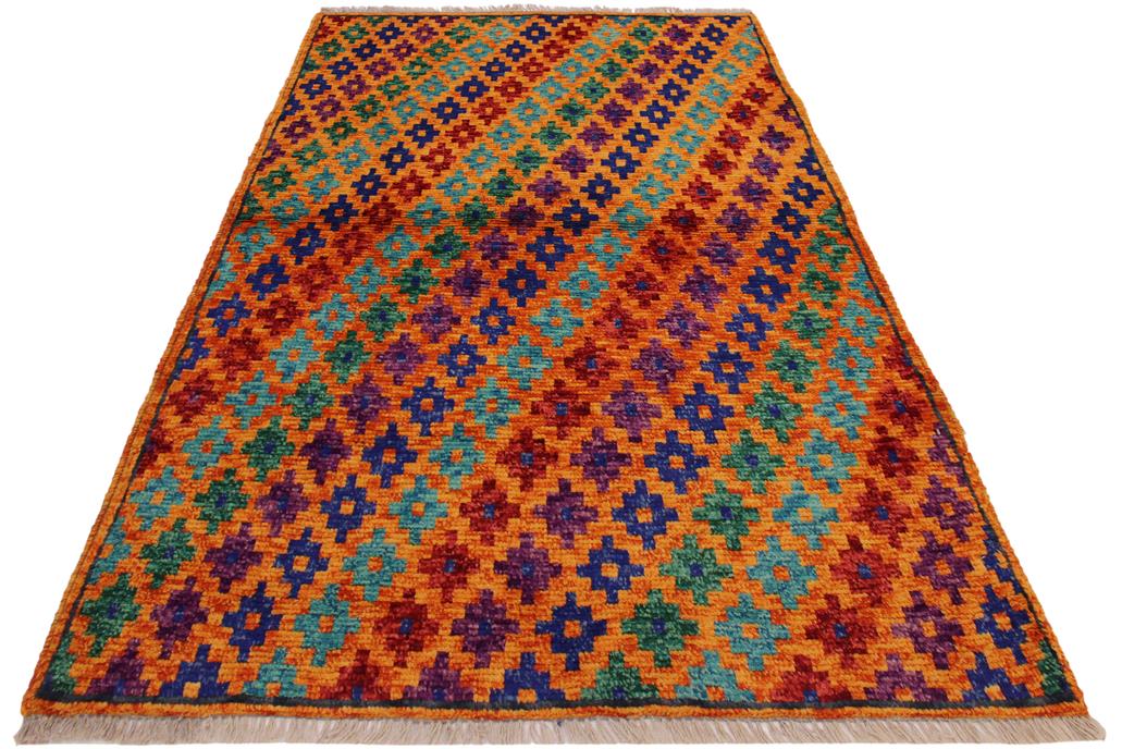 handmade Modern Balouchi Orange Blue Hand Knotted RECTANGLE 100% WOOL area rug 3x5