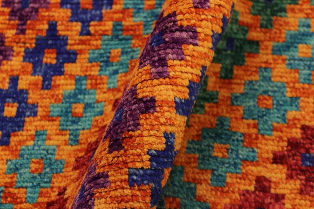 handmade Modern Balouchi Orange Blue Hand Knotted RECTANGLE 100% WOOL area rug 3x5