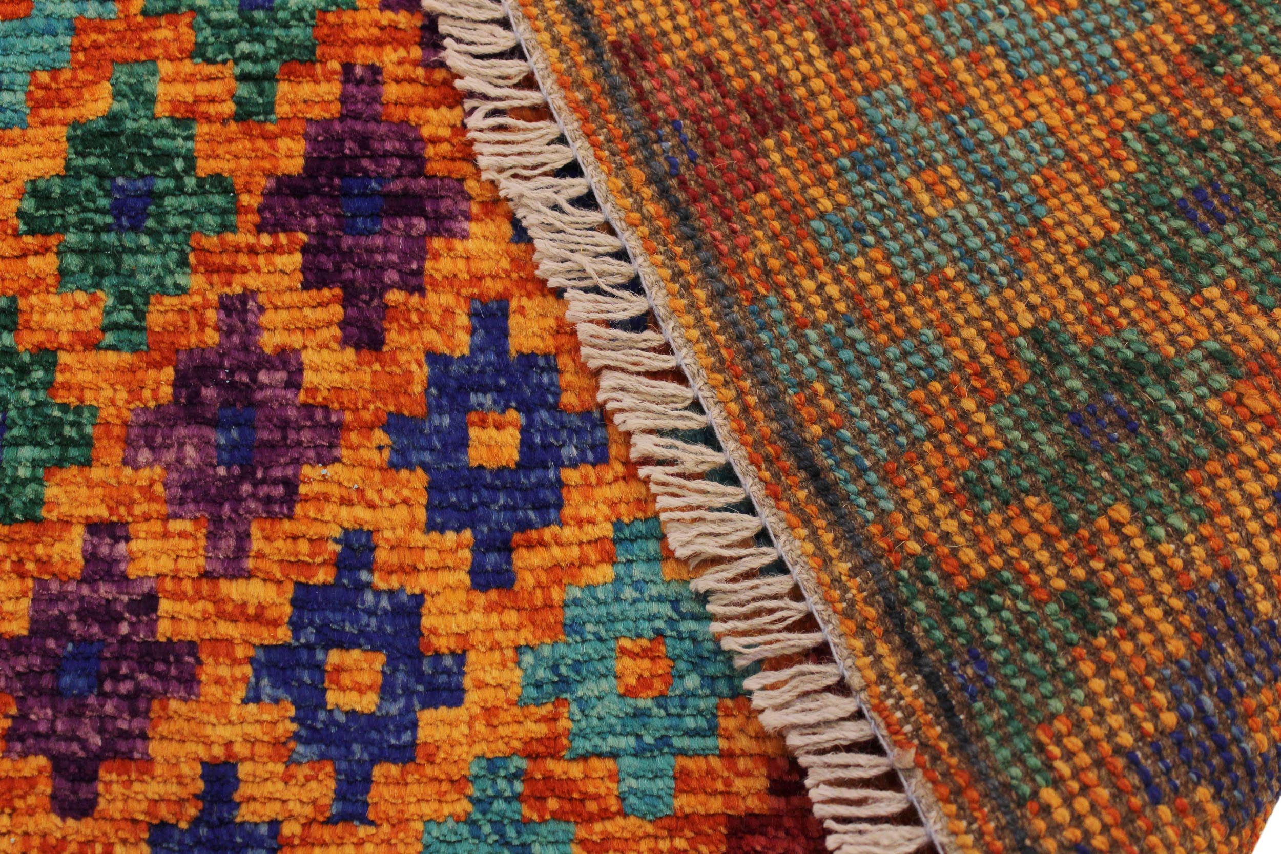 handmade Modern Balouchi Orange Blue Hand Knotted RECTANGLE 100% WOOL area rug 3x5