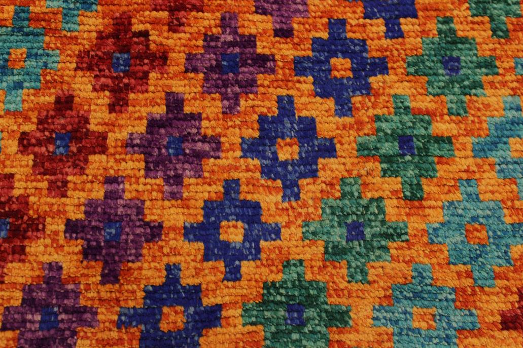 handmade Modern Balouchi Orange Blue Hand Knotted RECTANGLE 100% WOOL area rug 3x5