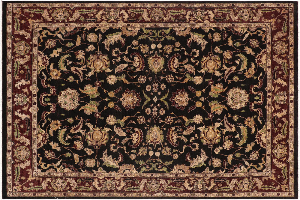 handmade Traditional Kafkaz Black Red Hand Knotted RECTANGLE 100% WOOL area rug 9x11