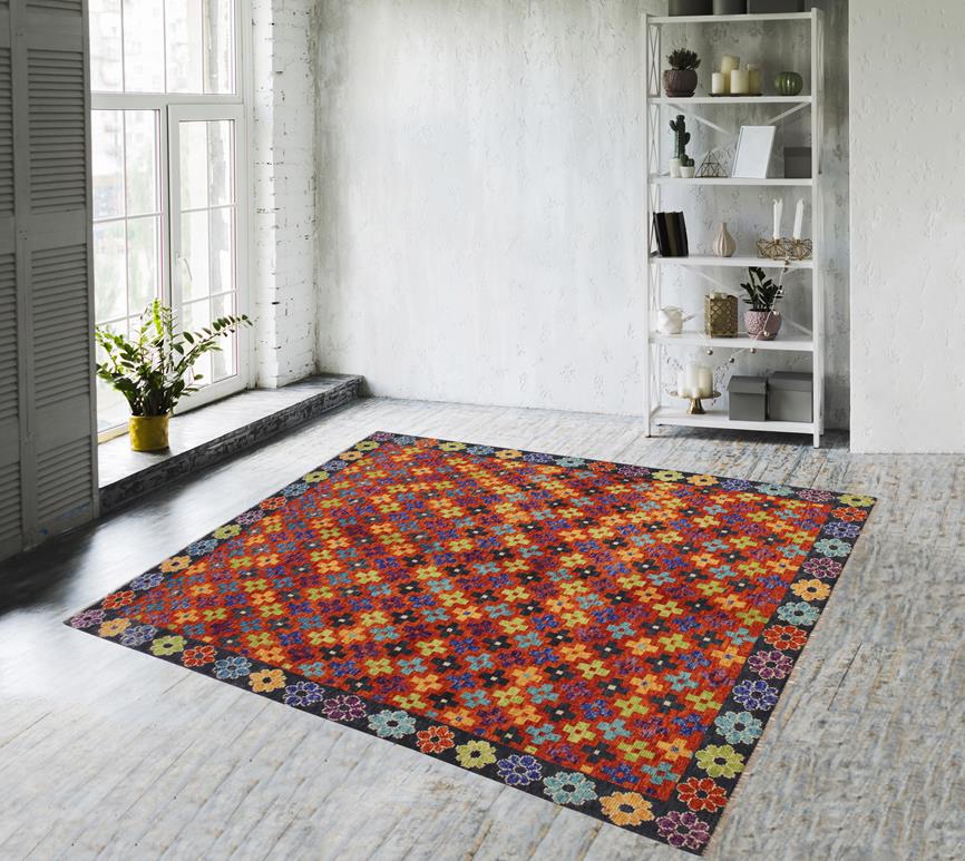 handmade Modern Balouchi Rust Gray Hand Knotted RECTANGLE 100% WOOL area rug 6x8