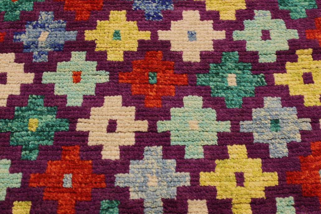 handmade Modern Balouchi Purple Beige Hand Knotted RECTANGLE 100% WOOL area rug 3x5