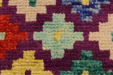 handmade Modern Balouchi Purple Beige Hand Knotted RECTANGLE 100% WOOL area rug 3x5