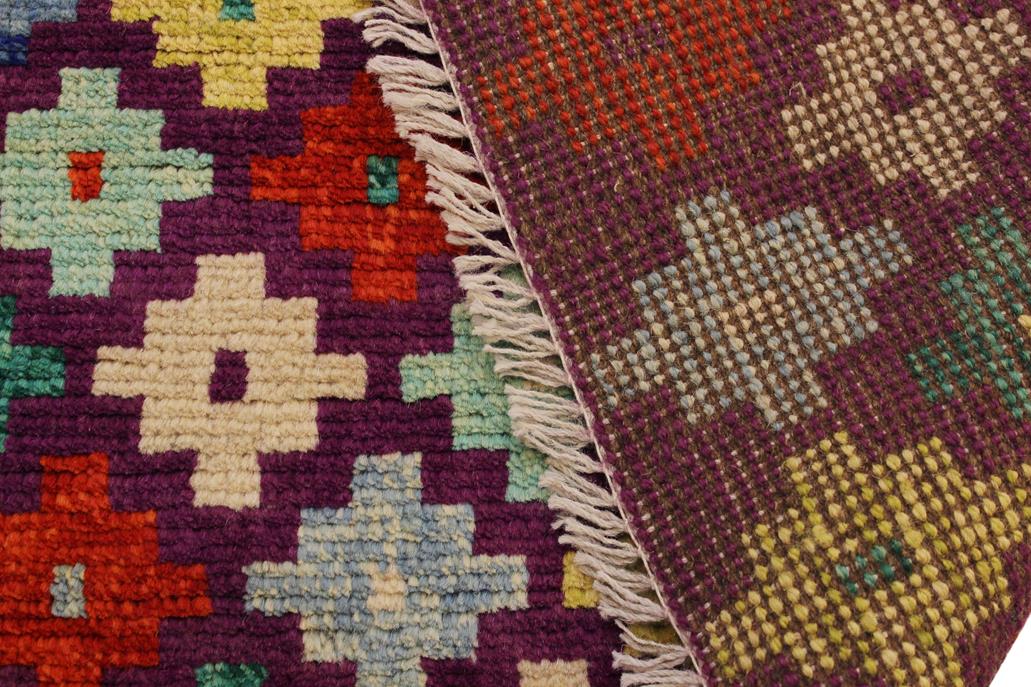 handmade Modern Balouchi Purple Beige Hand Knotted RECTANGLE 100% WOOL area rug 3x5