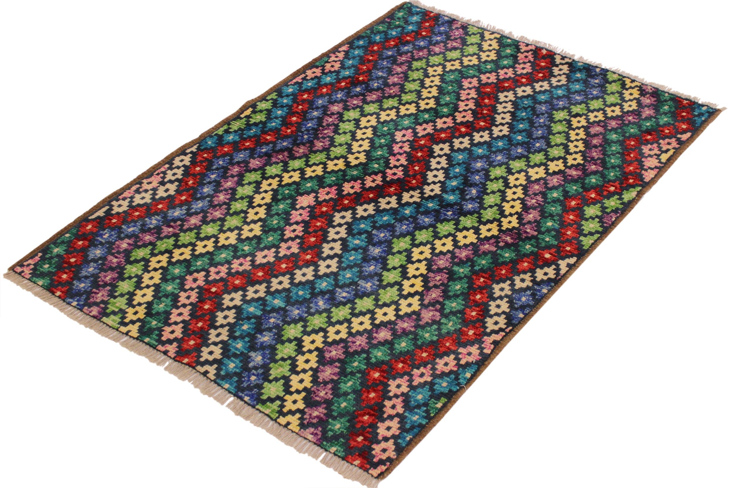 handmade Modern Balouchi Blue Beige Hand Knotted RECTANGLE 100% WOOL area rug 3x5
