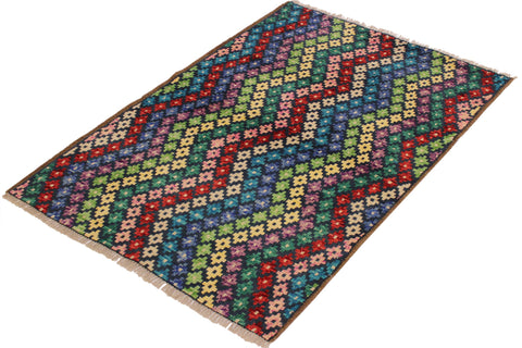 handmade Modern Balouchi Blue Beige Hand Knotted RECTANGLE 100% WOOL area rug 3x5