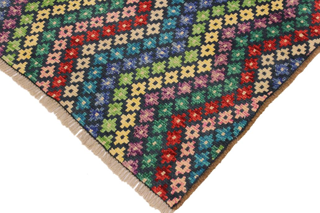 handmade Modern Balouchi Blue Beige Hand Knotted RECTANGLE 100% WOOL area rug 3x5