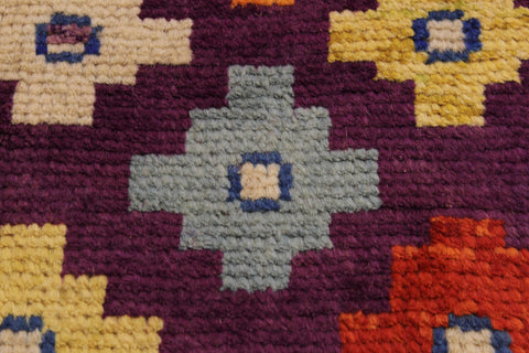 handmade Geometric Balouchi Purple Green Hand Knotted RECTANGLE 100% WOOL area rug 3x5