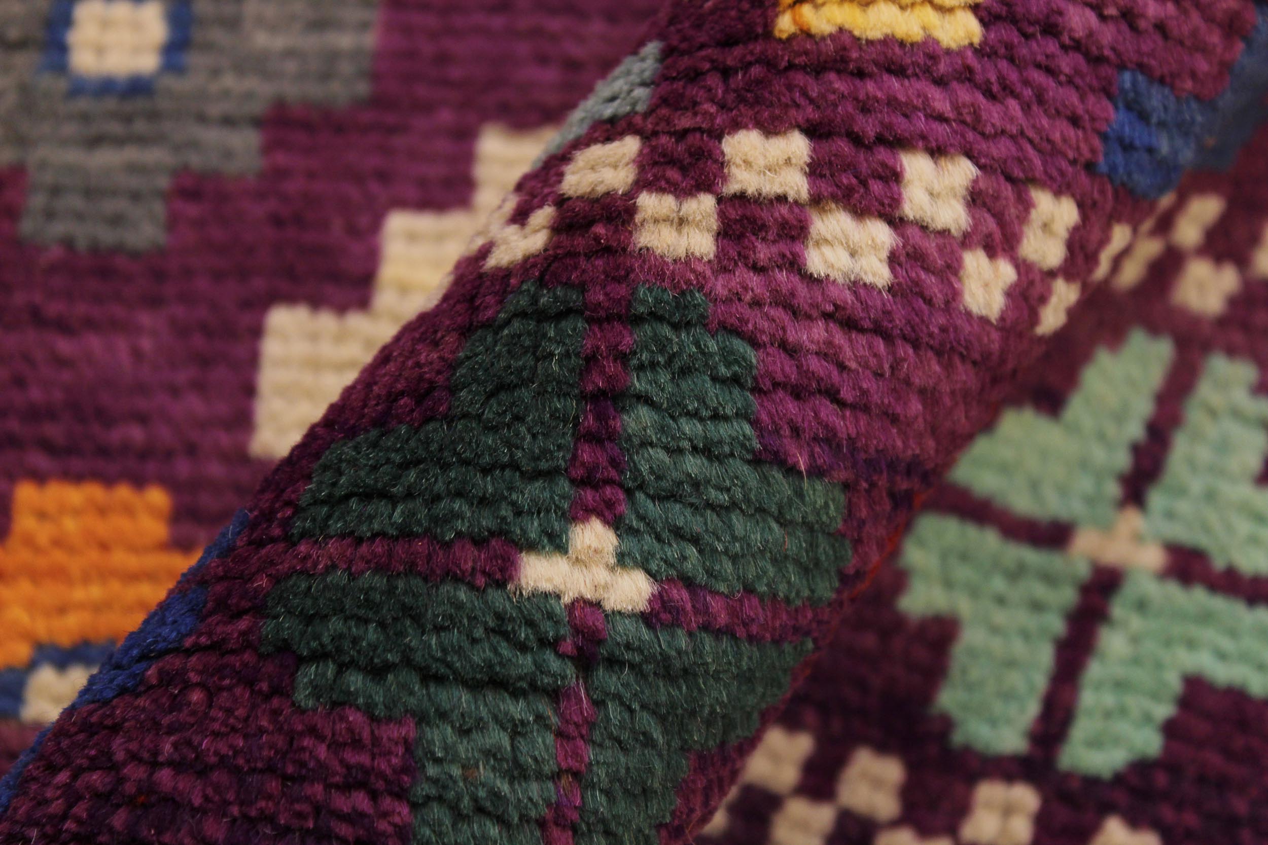 handmade Geometric Balouchi Purple Green Hand Knotted RECTANGLE 100% WOOL area rug 3x5
