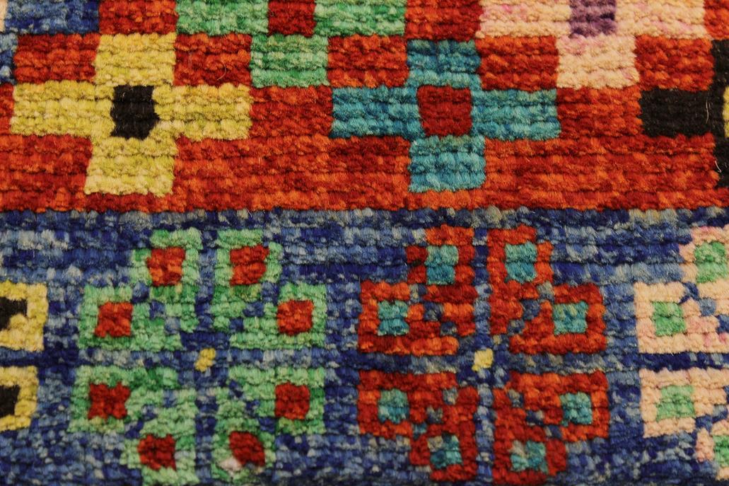 handmade Geometric Balouchi Orange Blue Hand Knotted RECTANGLE 100% WOOL area rug 3x5