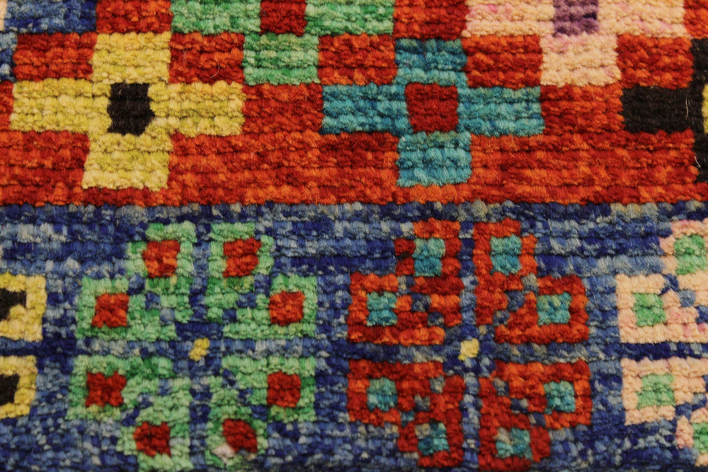 handmade Geometric Balouchi Orange Blue Hand Knotted RECTANGLE 100% WOOL area rug 3x5