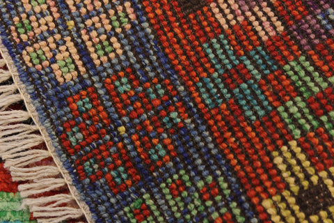 handmade Geometric Balouchi Orange Blue Hand Knotted RECTANGLE 100% WOOL area rug 3x5