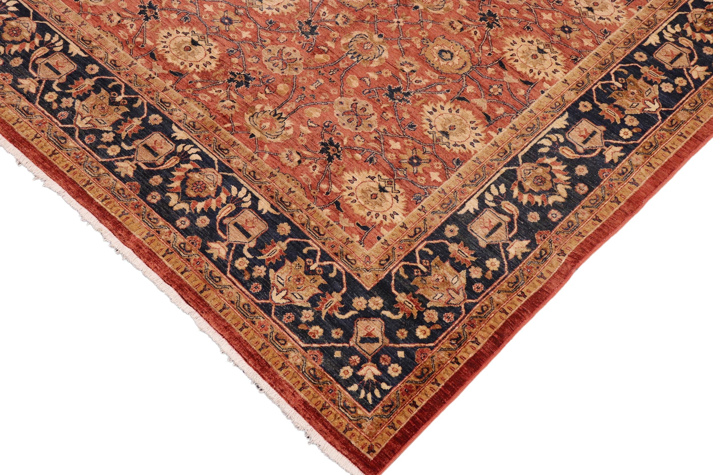 handmade Transitional Kafkaz Red Blue Hand Knotted RECTANGLE 100% WOOL area rug 9' x 12'