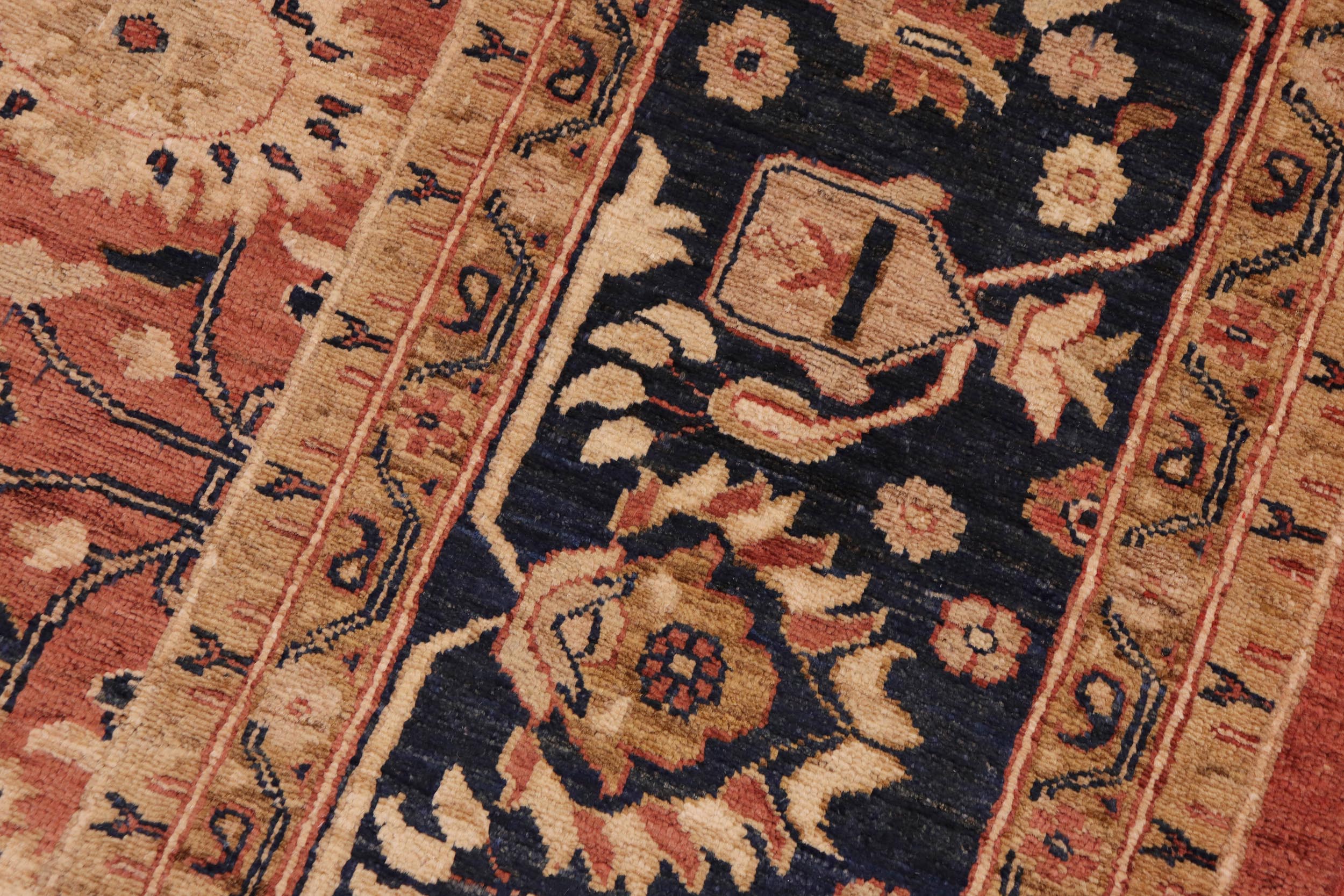 handmade Transitional Kafkaz Red Blue Hand Knotted RECTANGLE 100% WOOL area rug 9' x 12'