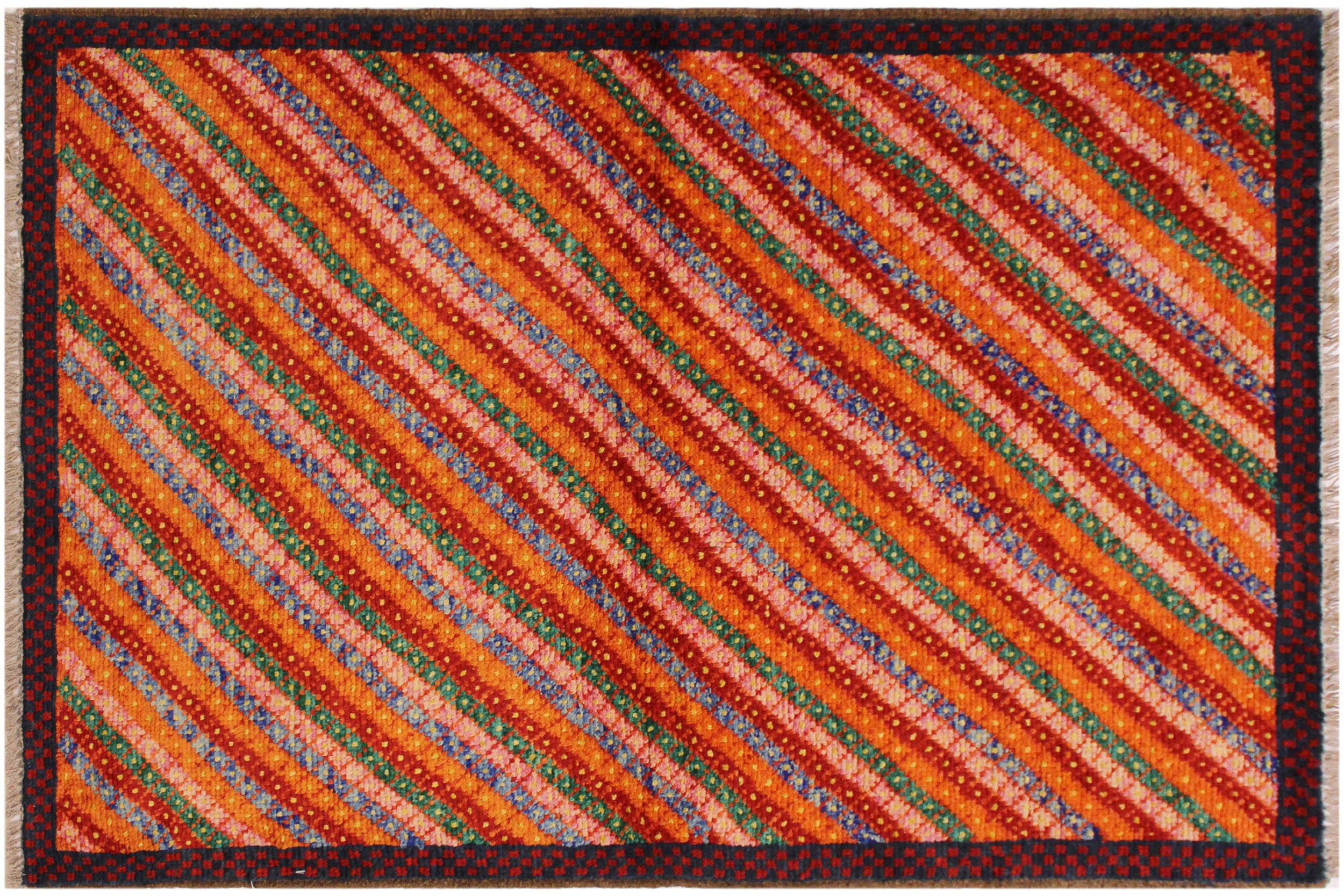 handmade Modern Balouchi Orange Red Hand Knotted RECTANGLE 100% WOOL area rug 3x5