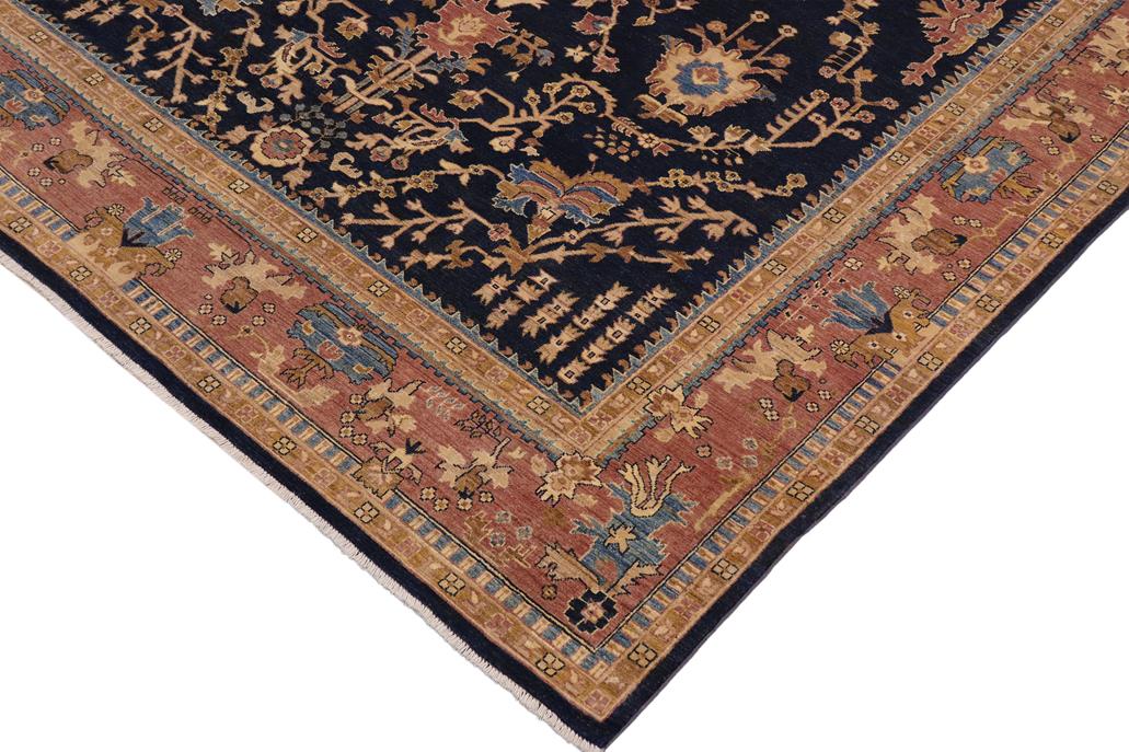 handmade Traditional Kafkaz Blue Lt. Brown Hand Knotted RECTANGLE 100% WOOL area rug 9 x 12