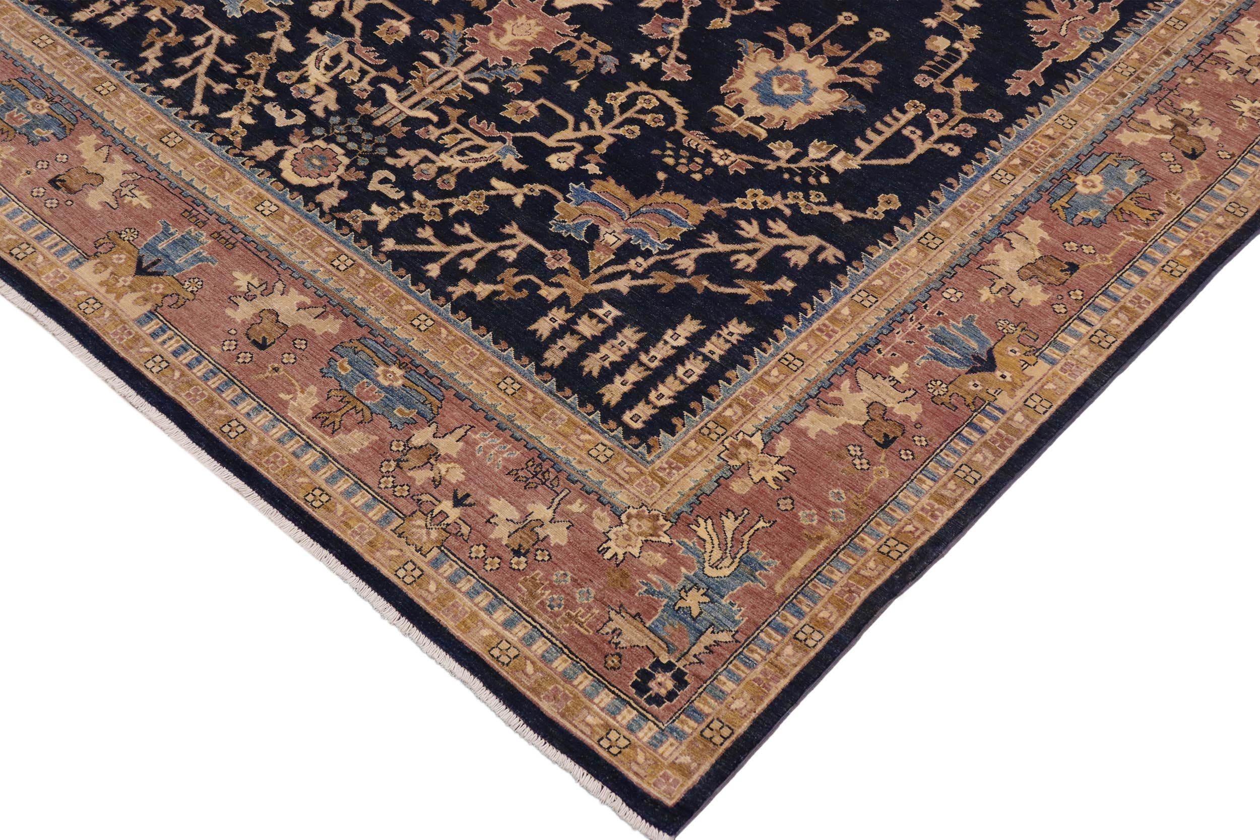 handmade Traditional Kafkaz Blue Lt. Brown Hand Knotted RECTANGLE 100% WOOL area rug 9x12