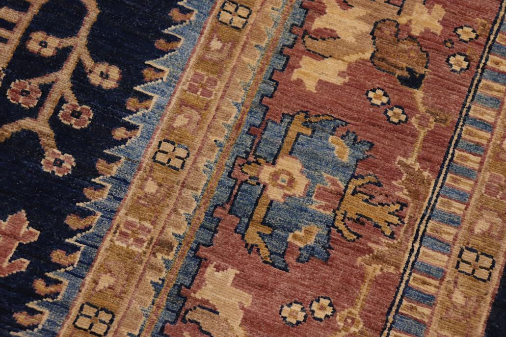 handmade Traditional Kafkaz Blue Lt. Brown Hand Knotted RECTANGLE 100% WOOL area rug 9 x 12