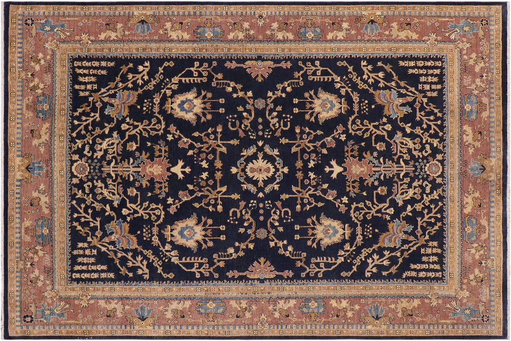 handmade Traditional Kafkaz Blue Lt. Brown Hand Knotted RECTANGLE 100% WOOL area rug 9x12