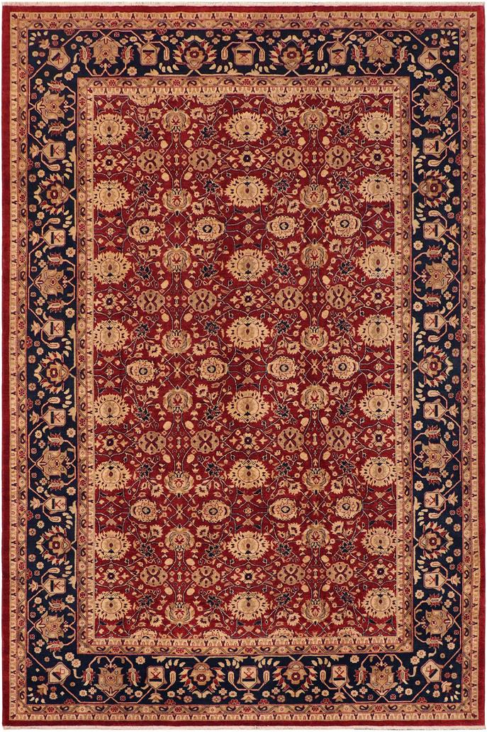handmade Transitional Kafkaz Red Blue Hand Knotted RECTANGLE 100% WOOL area rug 9 x 12