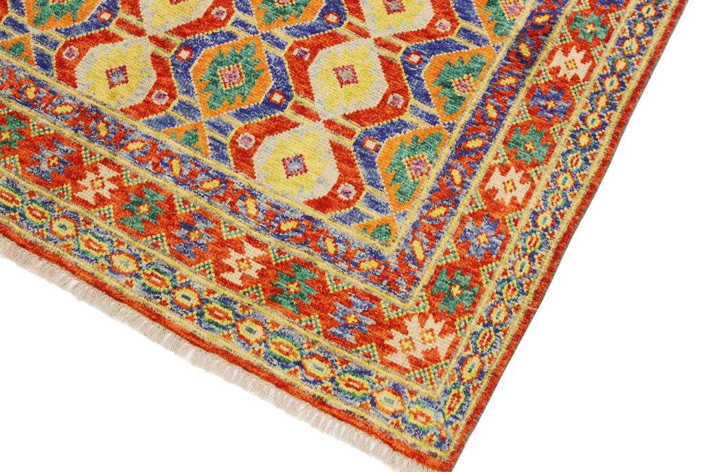 handmade Geometric Balouchi Red Blue Hand Knotted RECTANGLE 100% WOOL area rug 6x8