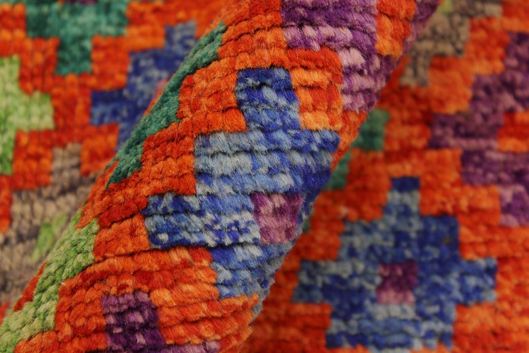 handmade Modern Balouchi Orange Green Hand Knotted RECTANGLE 100% WOOL area rug 5x6