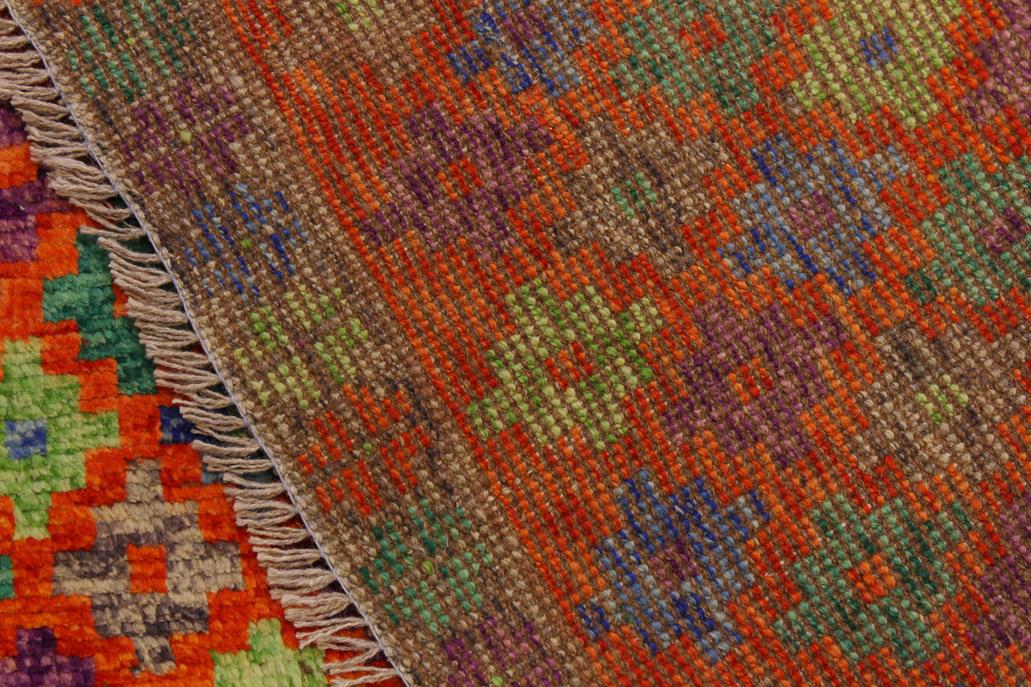 handmade Modern Balouchi Orange Green Hand Knotted RECTANGLE 100% WOOL area rug 5x6