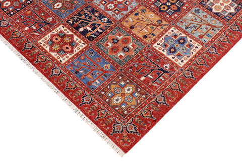 handmade Geometric Kurjean Rust Blue Hand Knotted RECTANGLE 100% WOOL area rug 9' x 12'