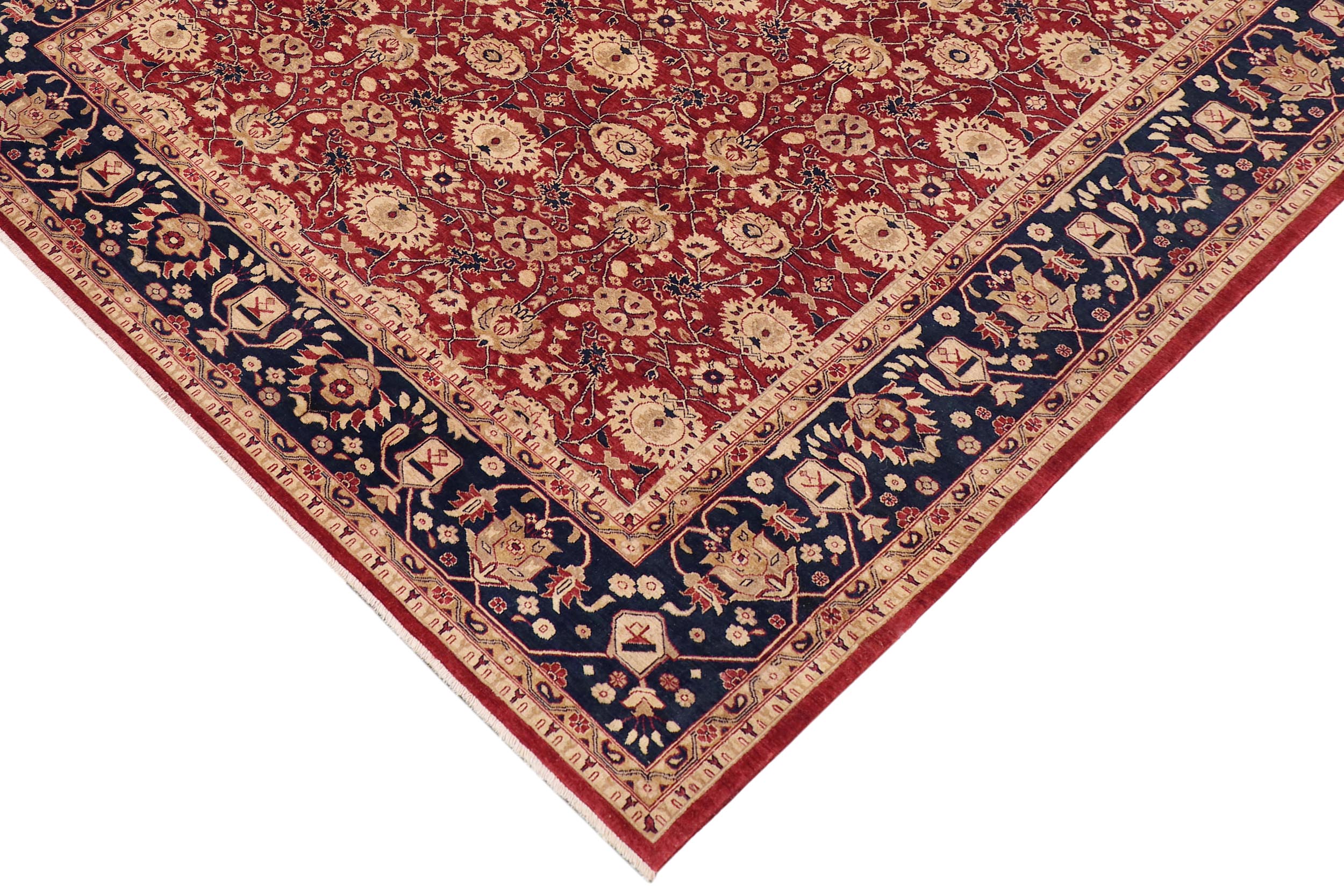 handmade Transitional Kafkaz Red Blue Hand Knotted RECTANGLE 100% WOOL area rug 9' x 12'