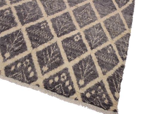 handmade Geometric Moroccan Gray Ivory Hand Knotted RECTANGLE 100% WOOL area rug 8' x 10'