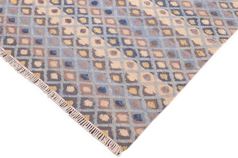 handmade Geometric Moroccan Hi Blue Beige Hand Knotted RECTANGLE 100% WOOL area rug 6' x 9'