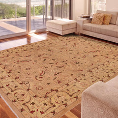 handmade Traditional Kafkaz Khaki Lt. Gold Hand Knotted RECTANGLE 100% WOOL area rug 9 x 12