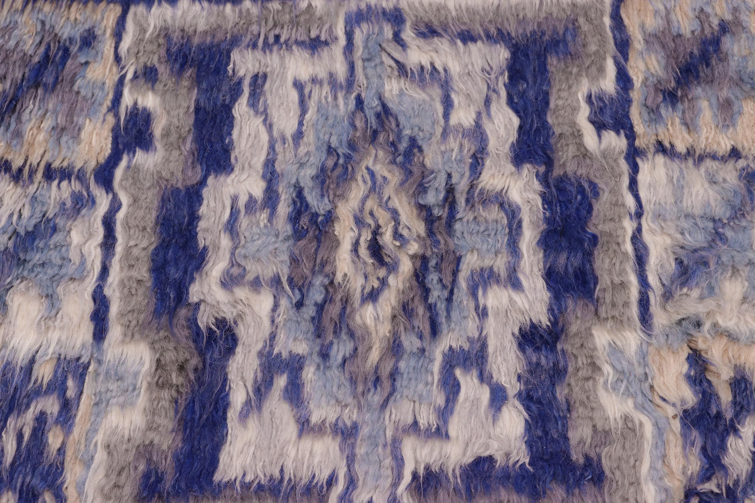 handmade Geometric Moroccan Blue Beige Hand Knotted RECTANGLE 100% WOOL area rug 8' x 10'