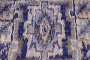 handmade Geometric Moroccan Blue Beige Hand Knotted RECTANGLE 100% WOOL area rug 8' x 10'