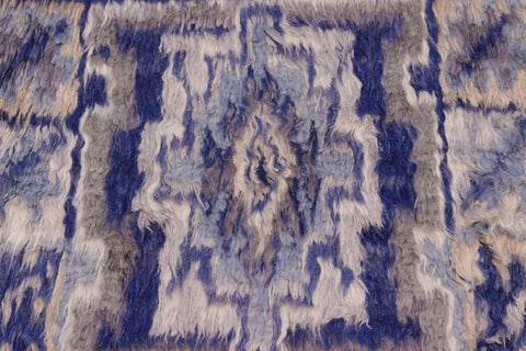 handmade Geometric Moroccan Blue Beige Hand Knotted RECTANGLE 100% WOOL area rug 8' x 10'