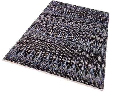 handmade Geometric Moroccan Black Blue Hand Knotted RECTANGLE 100% WOOL area rug 9' x 12'