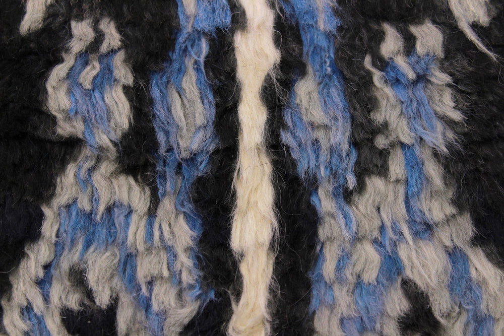 handmade Geometric Moroccan Black Blue Hand Knotted RECTANGLE 100% WOOL area rug 9' x 12'