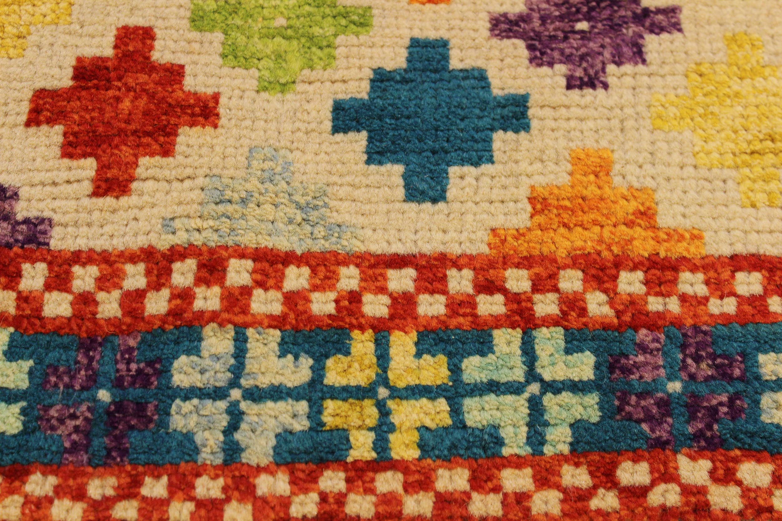 handmade Modern Balouchi Beige Teal Hand Knotted RECTANGLE 100% WOOL area rug 5x7