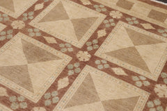 handmade Modern Kafkaz Beige Brown Hand Knotted RECTANGLE 100% WOOL area rug 9' x 12'