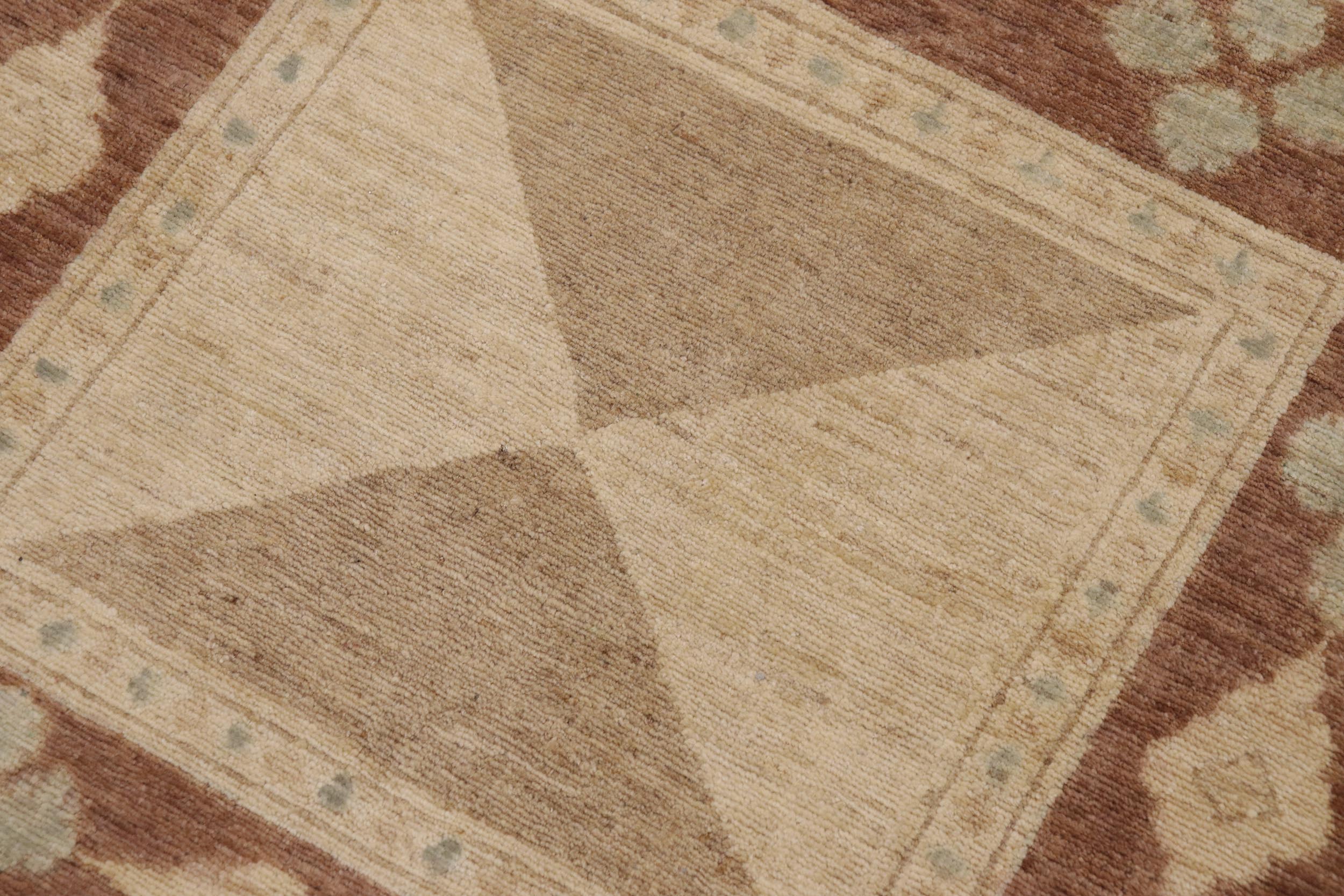 handmade Modern Kafkaz Beige Brown Hand Knotted RECTANGLE 100% WOOL area rug 9' x 12'