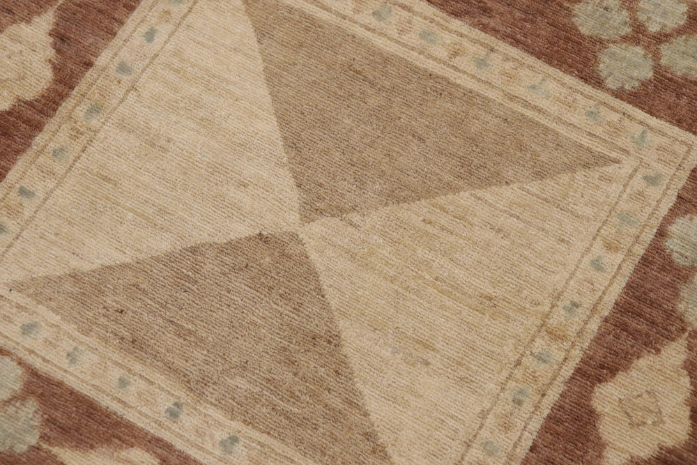 handmade Modern Kafkaz Beige Brown Hand Knotted RECTANGLE 100% WOOL area rug 9' x 12'