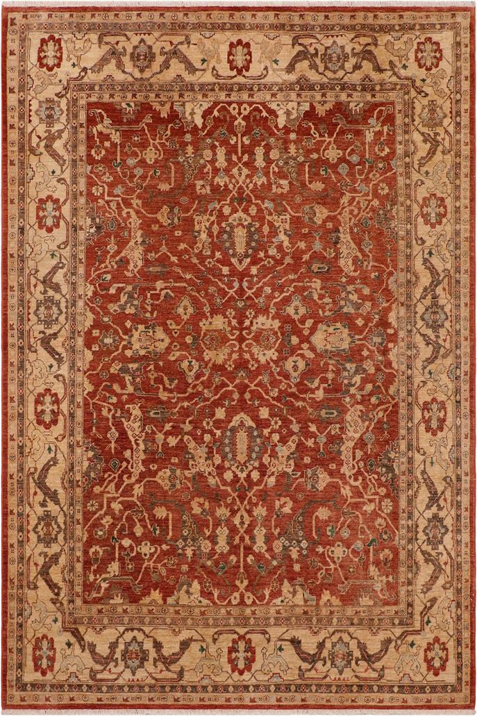 handmade Traditional Kafkaz Rust Beige Hand Knotted RECTANGLE 100% WOOL area rug 9 x 12