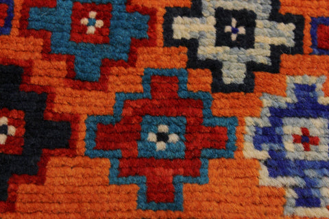 handmade Geometric Balouchi Orange Black Hand Knotted RECTANGLE 100% WOOL area rug 5x7