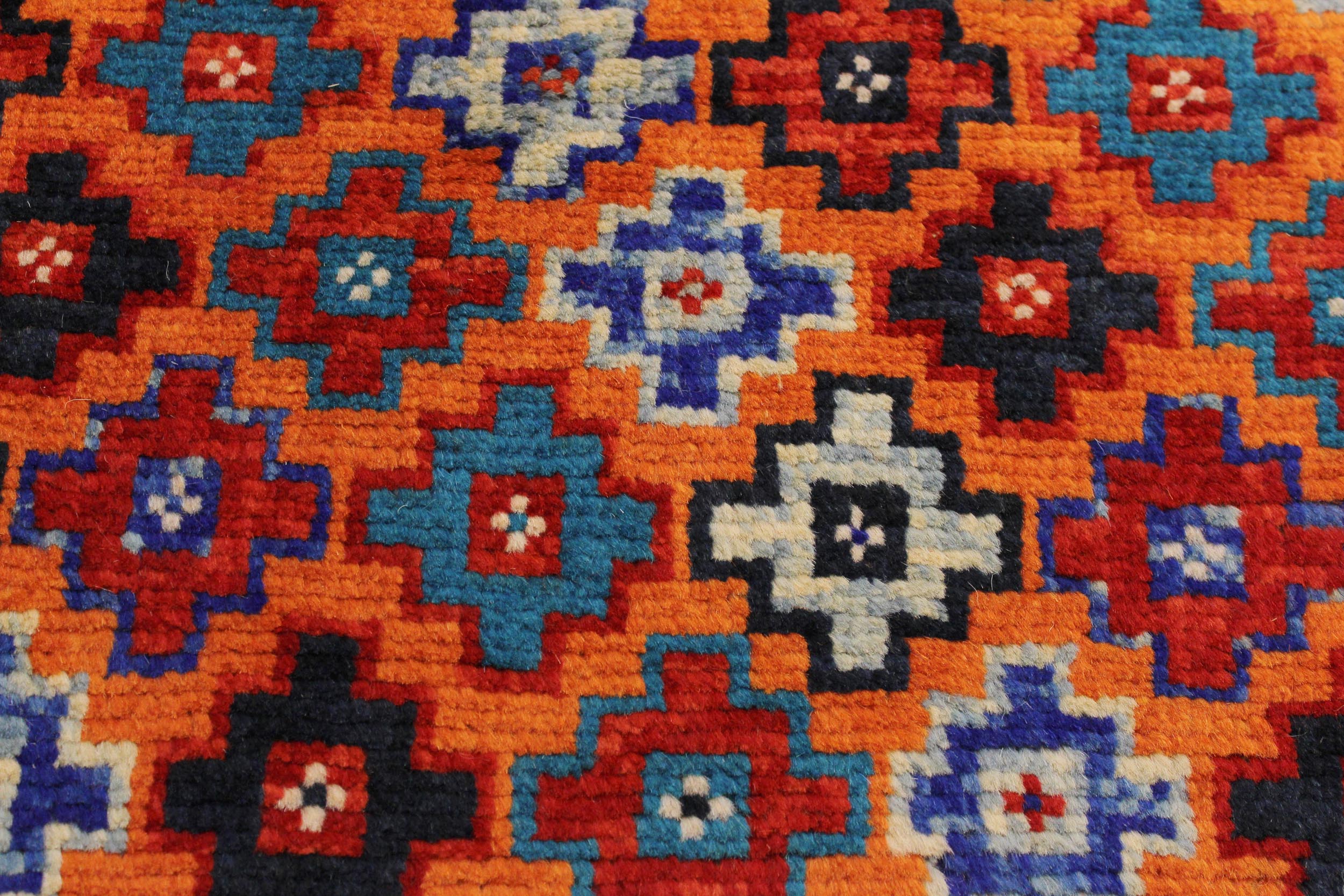 handmade Geometric Balouchi Orange Black Hand Knotted RECTANGLE 100% WOOL area rug 5x7