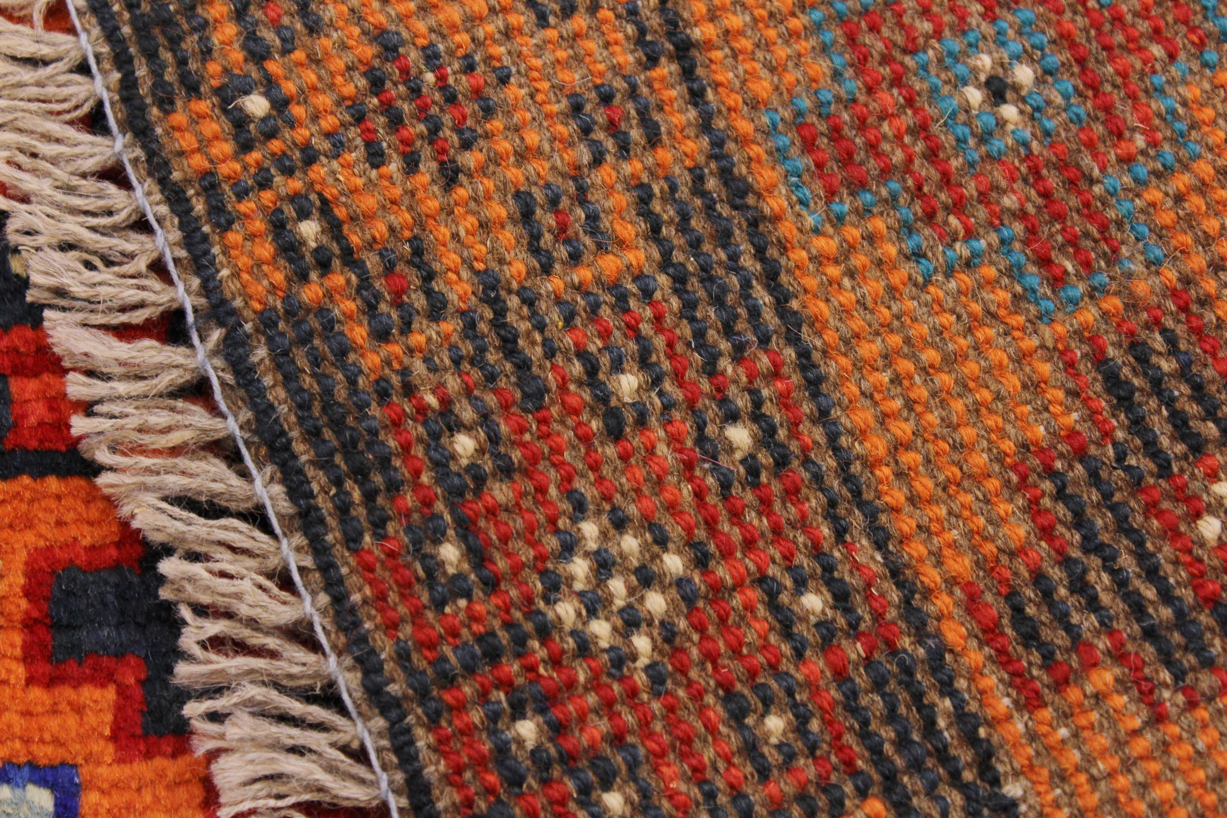 handmade Geometric Balouchi Orange Black Hand Knotted RECTANGLE 100% WOOL area rug 5x7