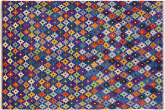 handmade Modern Balouchi Blue Orange Hand Knotted RECTANGLE 100% WOOL area rug 5x7
