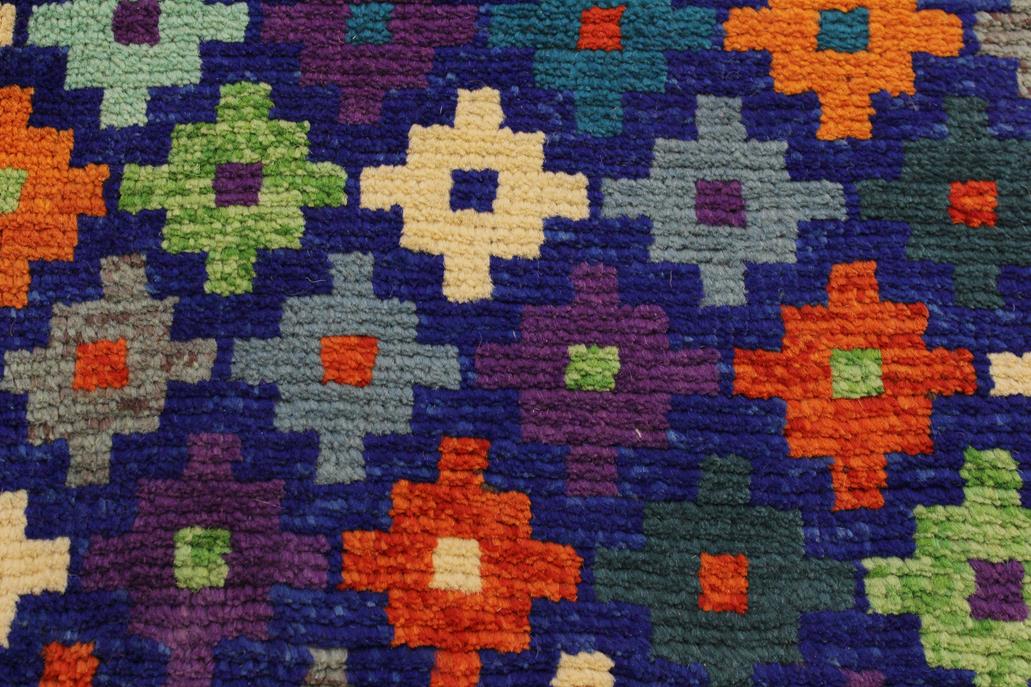 handmade Modern Balouchi Blue Orange Hand Knotted RECTANGLE 100% WOOL area rug 5x7