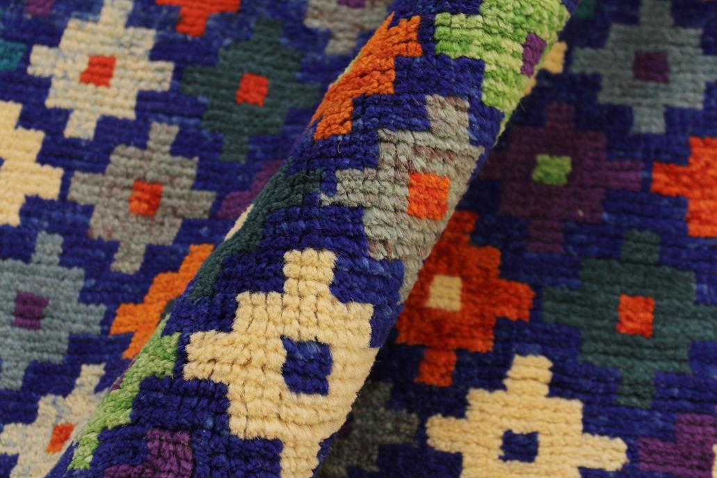 handmade Modern Balouchi Blue Orange Hand Knotted RECTANGLE 100% WOOL area rug 5x7